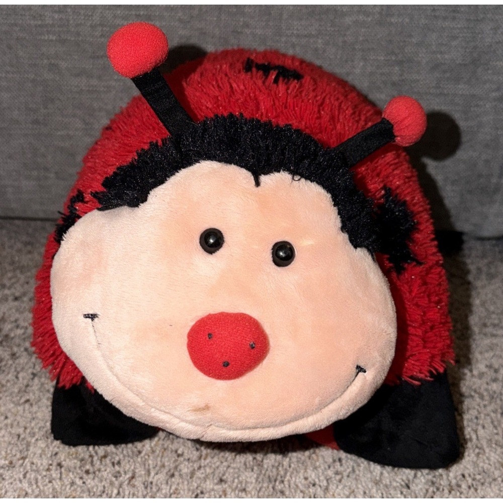 Pillow Pet Ladybug Red Black 2010 Soft Stuffed Plush Sanitized Rare Retired 18"